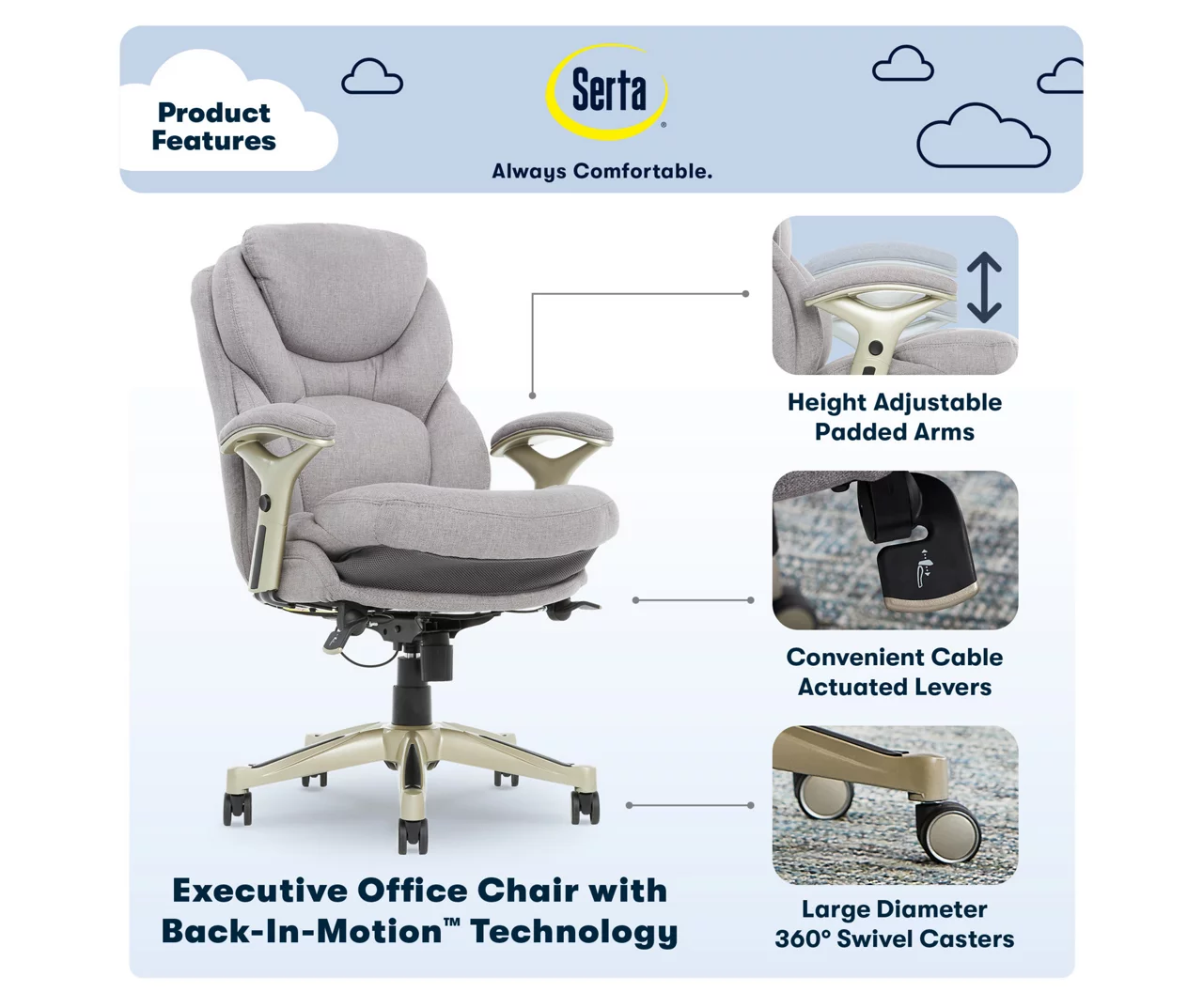 Serta Claremont Fabric Office Chair - Image 8