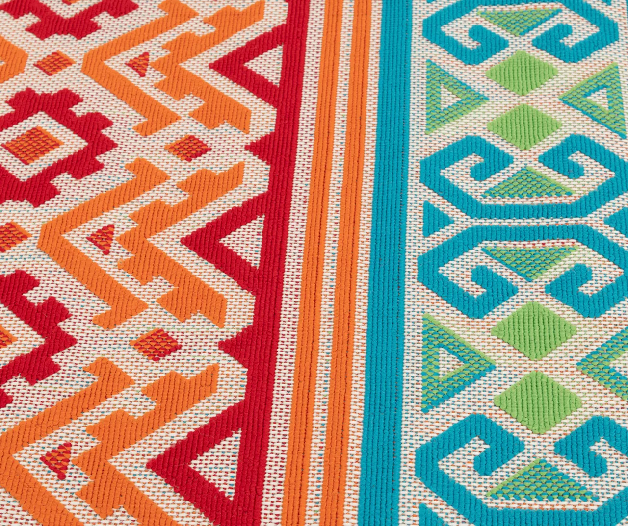 Emeliene Orange & Blue Geometric Linework Outdoor Area Rug, (7.8' X 9.5') - Image 4