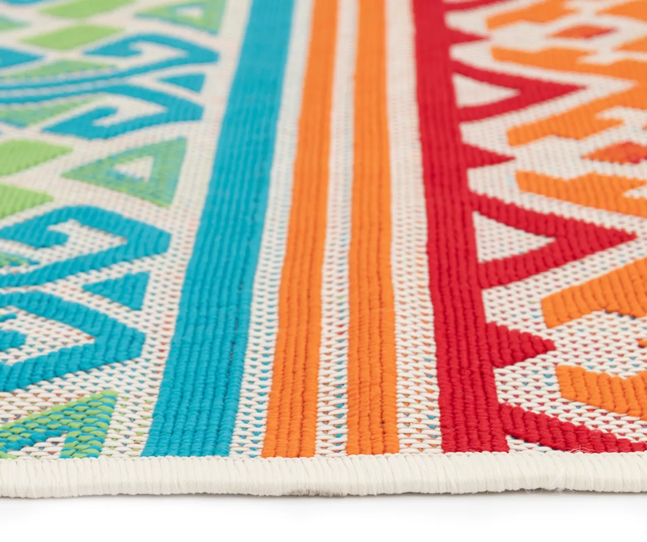 Emeliene Orange & Blue Geometric Linework Outdoor Area Rug, (7.8' X 9.5') - Image 5