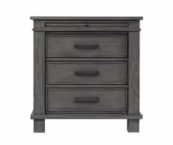 Topeka Warm Gray 3-Drawer Nightstand With USB Charging