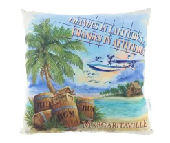 "Changes In Attitudes" Blue Tropical Scene Outdoor Throw Pillow