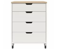 Evolution Vantage White & Weathered Oak 4-Drawer Storage Cart