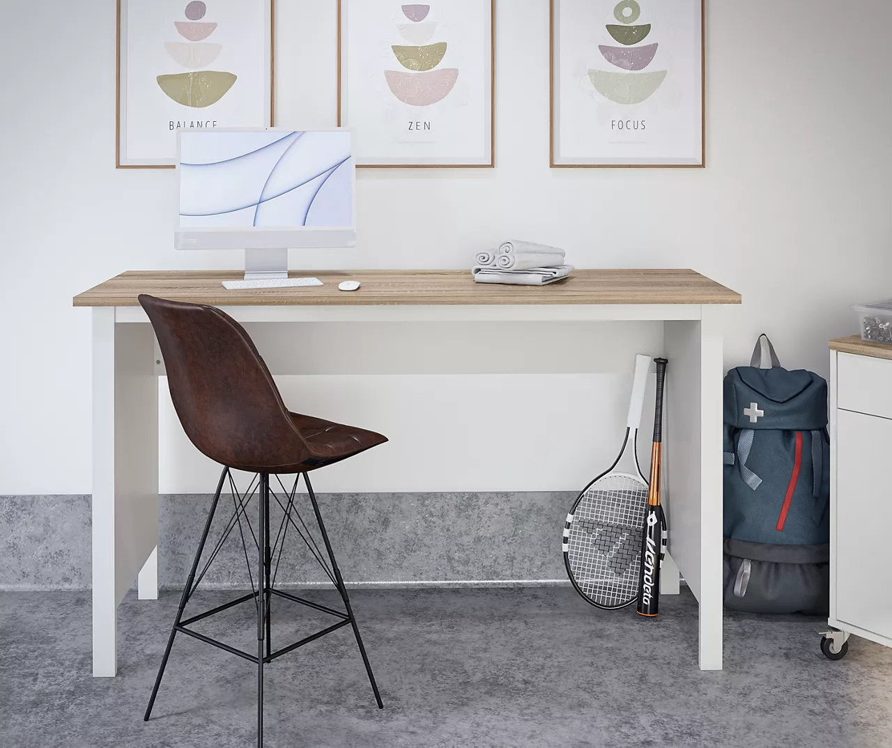 Evolution Vantage White & Weathered Oak Workbench