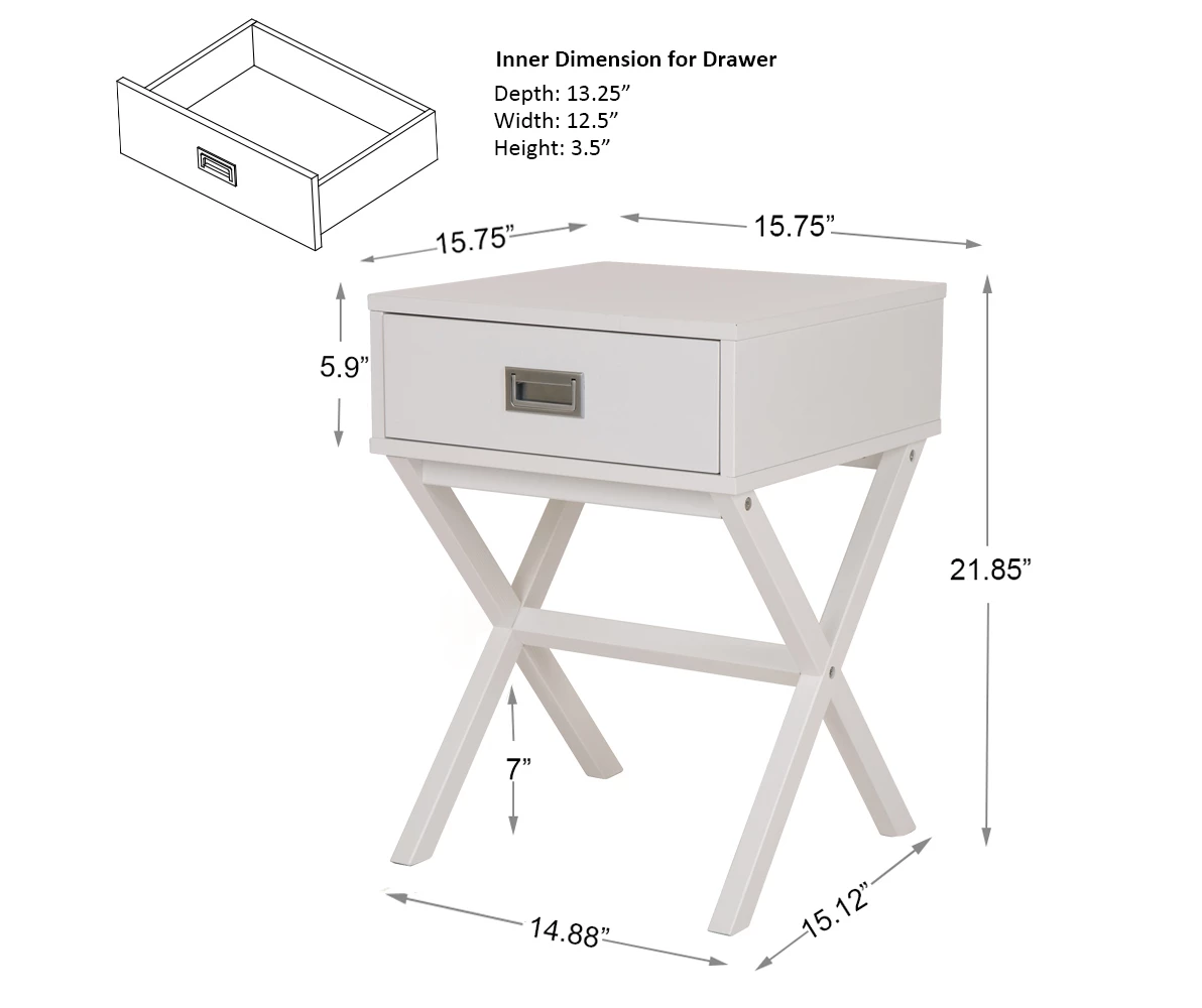 Glitzhome X-Leg End Table - Image 12