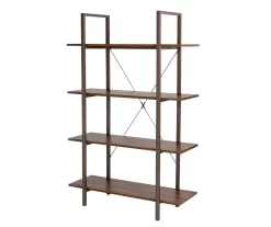 Walnut Modern Open 4-Shelf Bookcase