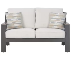 Tropicava Wood Look & Metal Cushioned Patio Loveseat