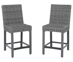 45.1" Palazzo All-Weather Wicker Patio Bar Stools, 2-Pack