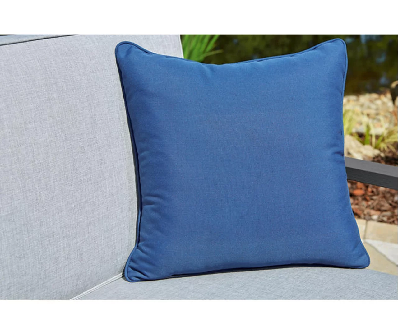 Fynnegan Gray Wood Cushioned Patio Loveseat & Coffee Table Set - Image 9