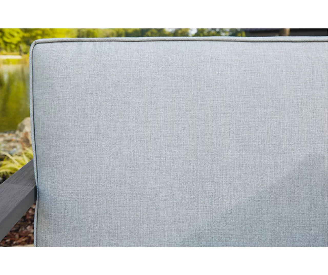 Fynnegan Gray Wood Cushioned Patio Loveseat & Coffee Table Set - Image 8