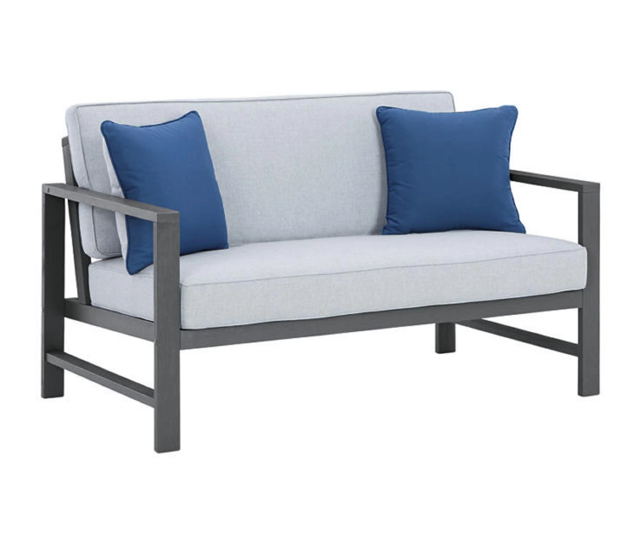 Fynnegan Gray Wood Cushioned Patio Loveseat & Coffee Table Set - Image 2