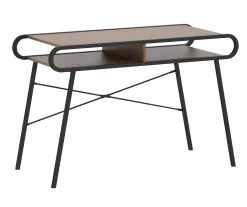 Black Metal & Woodgrain Rounded Edge Desk