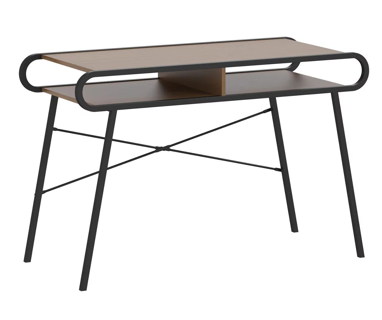 Black Metal & Woodgrain Rounded Edge Desk