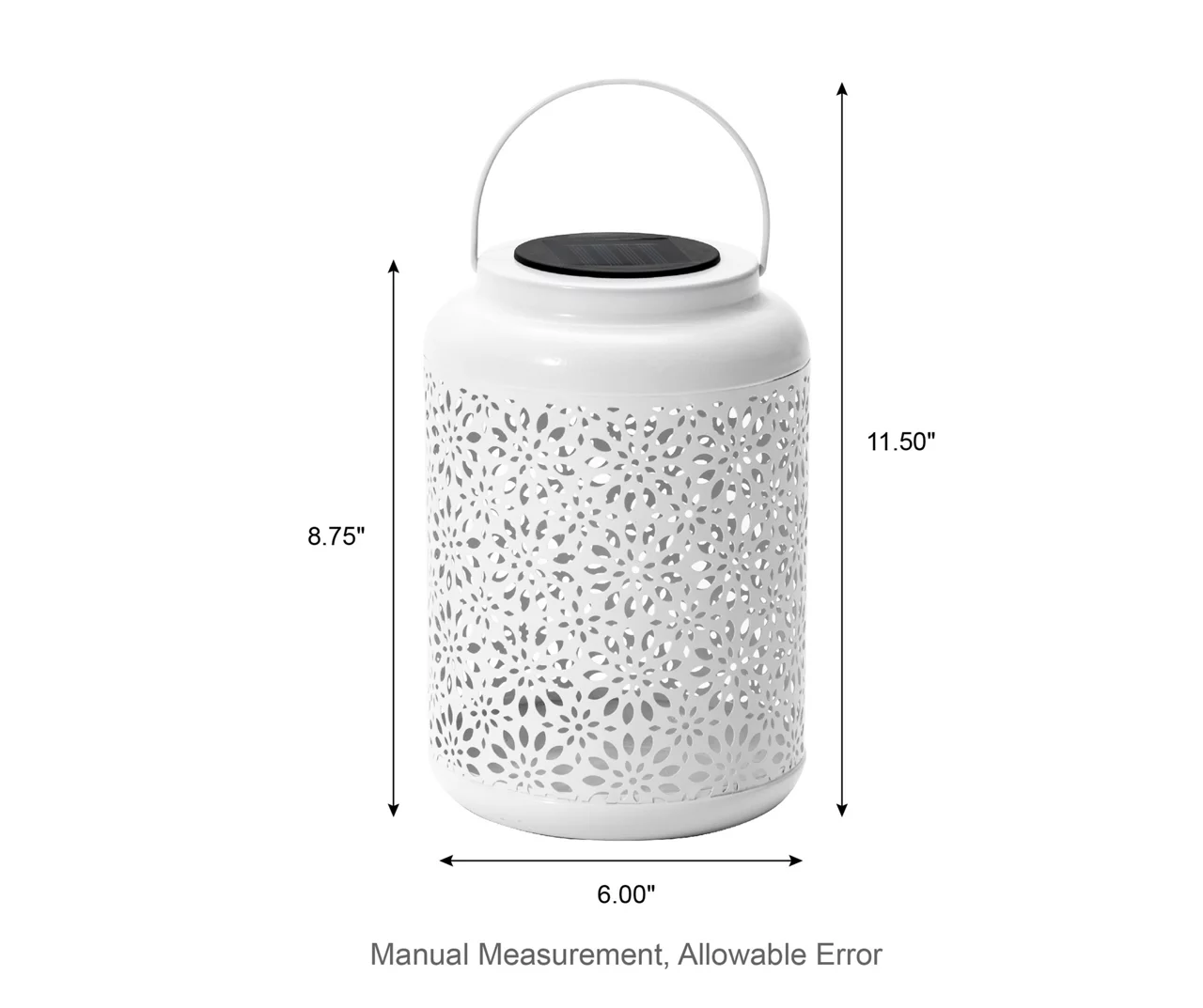 White Flower Cut-Out Metal LED Solar Lanterns, 2-Pack - Image 12