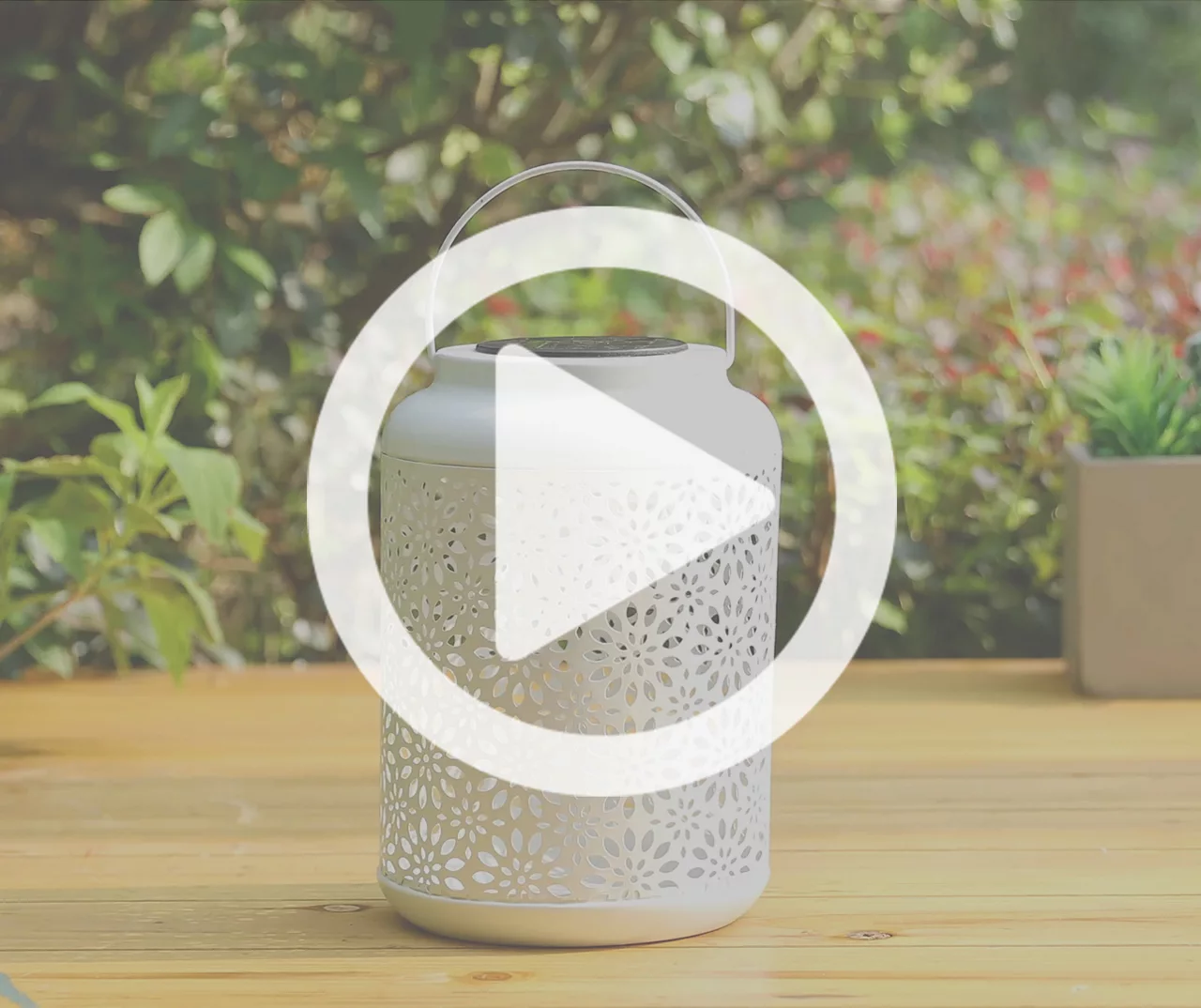 White Flower Cut-Out Metal LED Solar Lanterns, 2-Pack - Image 7