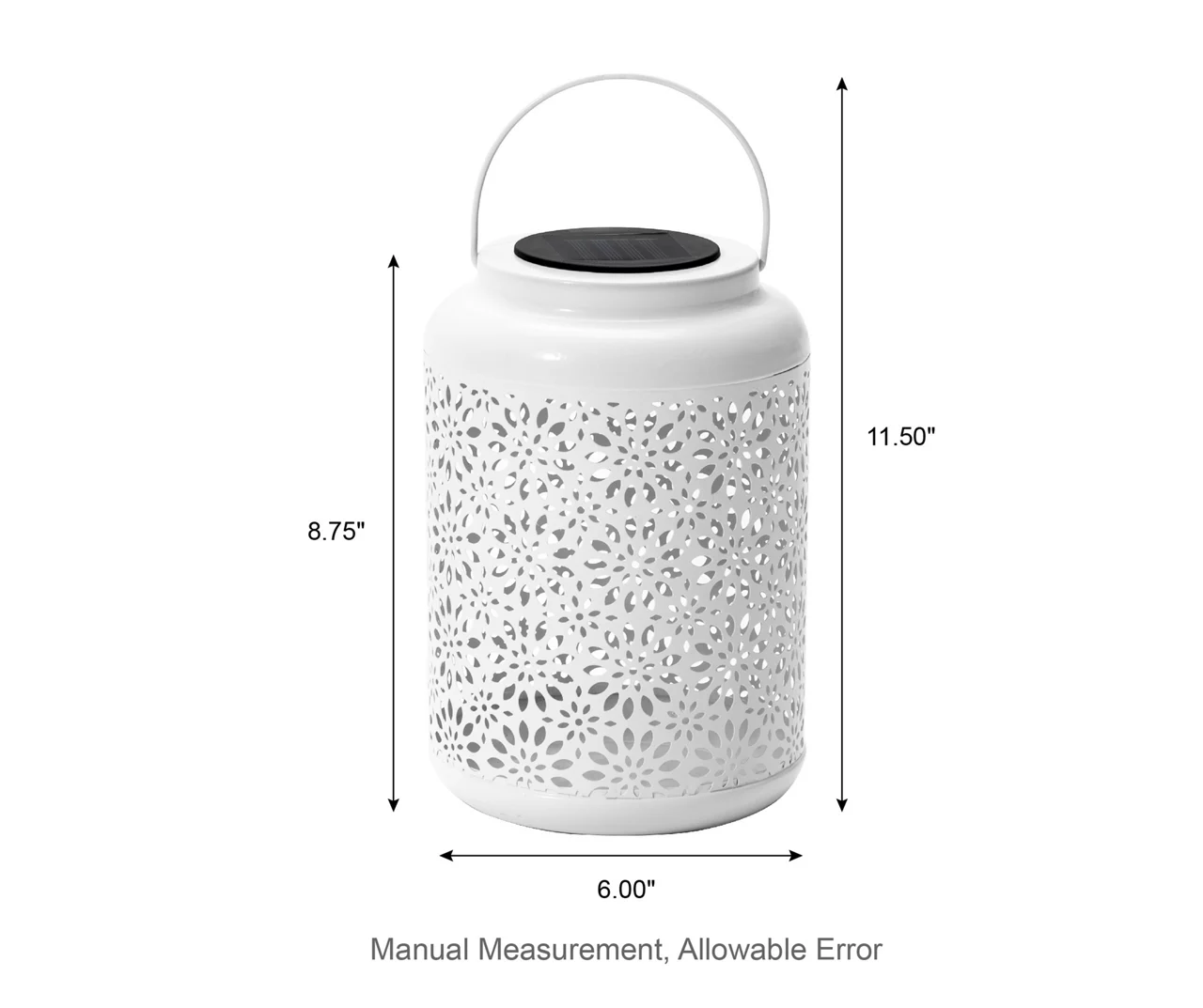 White Flower Cut-Out Metal LED Solar Lantern - Image 10