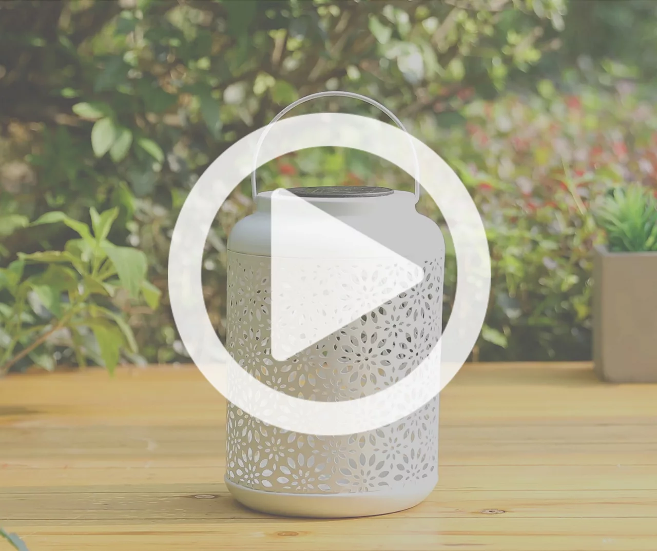 White Flower Cut-Out Metal LED Solar Lantern - Image 5