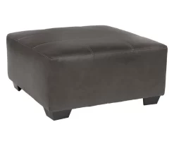 Aberton Gray Faux Leather Oversize Accent Ottoman