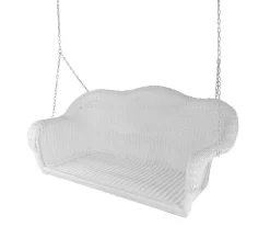 Northlight White All-Weather Wicker Porch Swing