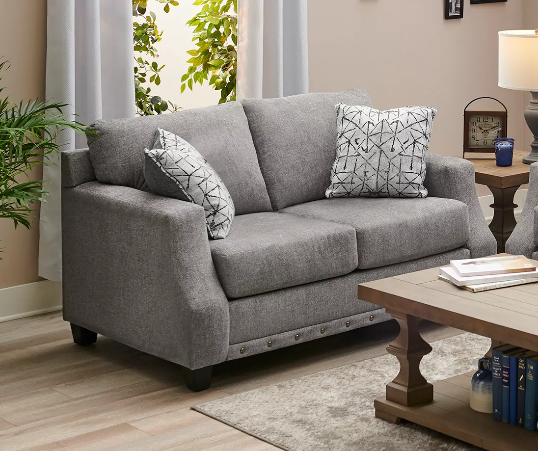 Alexandria Gray Chenille Loveseat - Image 3