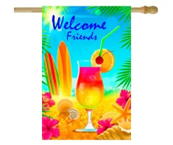 28" X 40" Welcome Friends Tropical Drink Garden Flag
