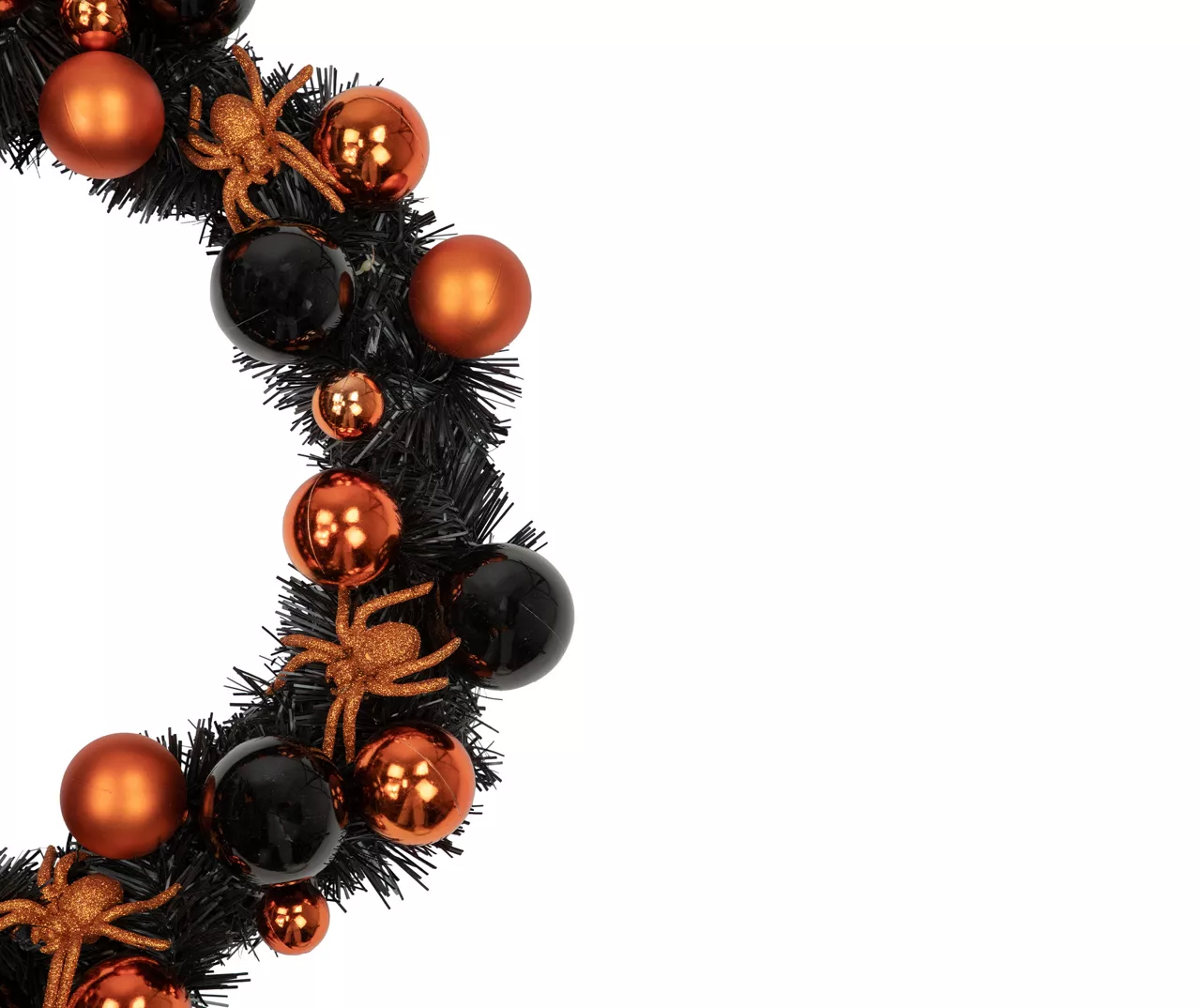 18" Orange & Black Spider & Ornament Wreath - Image 3