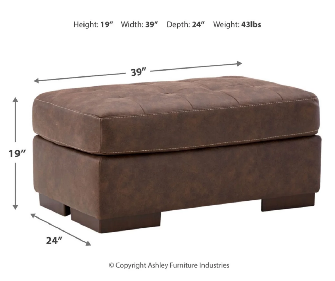 Signature Design By Ashley Maderla Faux Leather Ottoman - Image 5