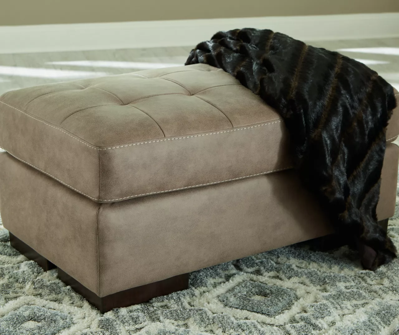 Signature Design By Ashley Maderla Faux Leather Ottoman - Image 4