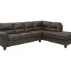 Signature Design By Ashley Navi Smoke Faux Leather Sleeper Sectional With Right-Facing Chaise